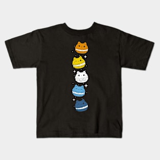 Subtle Aroace Pride Flag Cute Cat Kawaii Macaron Kids T-Shirt